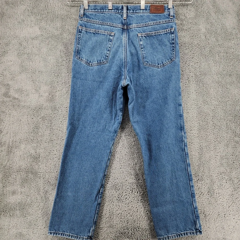 LL Bean Double L Jeans Mens 32x30 Denim Med Wash Plaid Flannel Lined Outdoor